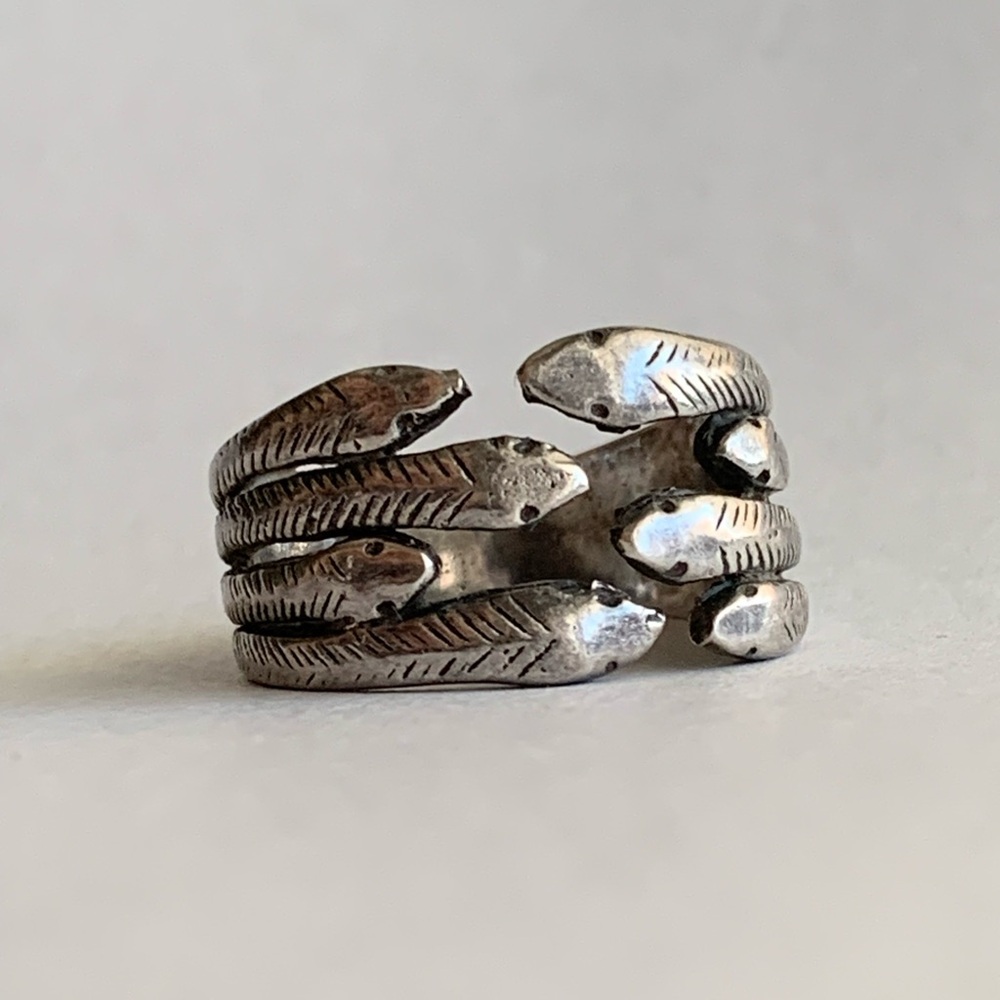 New vintage 8 SNAKES silver 925 cocktail ring
